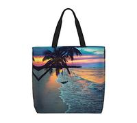 ZKZBDPLK Coconut Beach Sunset Hammock Print Stylish Single Shoulder Tote Bag – Spacious, Lightweight, And Water-Resistant For Everyday Use