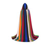 Zkzbdplk Colored Stripes Printed Long Hooded Cape For Teenagers Cosplay Role Party Festival Halloween Costumes