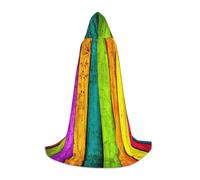 Zkzbdplk Colored Wooden Board Printed Long Hooded Cape For Teenagers Cosplay Role Party Festival Halloween Costumes