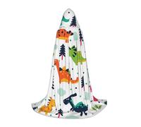 Zkzbdplk Colorful Dinosaurs Printed Long Hooded Cape For Teenagers Cosplay Role Party Festival Halloween Costumes