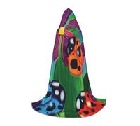 Zkzbdplk Colorful Ladybird Printed Long Hooded Cape For Teenagers Cosplay Role Party Festival Halloween Costumes
