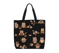 ZKZBDPLK Cute Brown Cartoon Owls Print Stylish Single Shoulder Tote Bag – Spacious, Lightweight, And Water-Resistant For Everyday Use