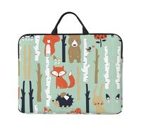 ZKZBDPLK Cute Fox Bear Bird Tree Printed 14 In Waterproof Laptop Case, Portable Handle, 600d Oxford Cloth Strong And Durable For Work Travel On Business