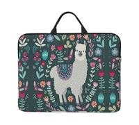 ZKZBDPLK Cute Llama Floral Printed 14 In Waterproof Laptop Case, Portable Handle, 600d Oxford Cloth Strong And Durable For Work Travel On Business