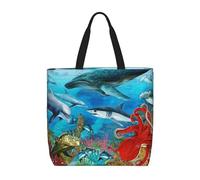 ZKZBDPLK Dolphins Sea Turtle Octopus Coral Reef Print Stylish Single Shoulder Tote Bag – Spacious, Lightweight, And Water-Resistant For Everyday Use