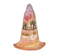 Zkzbdplk Elephant On A Bridge Printed Long Hooded Cape For Teenagers Cosplay Role Party Festival Halloween Costumes