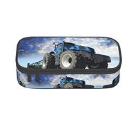 ZKZBDPLK Farm Tractor Print High Capacity Layered Pencil Case - Versatile Organizer Pouch with Full Print - Made from Durable Oxford Cloth