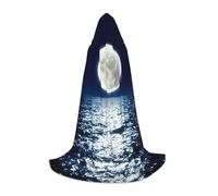 Zkzbdplk Full Moon In Night Printed Long Hooded Cape For Teenagers Cosplay Role Party Festival Halloween Costumes