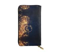 ZKZBDPLK Gold Musical Note with Shiny Star Print Exceptional Leather Long Wallet - Premium Quality Clutch with Full Print Design - A Splendid Statement of Class and Durability