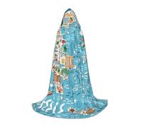 Zkzbdplk Greece Map Printed Long Hooded Cape For Teenagers Cosplay Role Party Festival Halloween Costumes