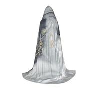 Zkzbdplk Grey Marble Stripe Printed Long Hooded Cape For Teenagers Cosplay Role Party Festival Halloween Costumes