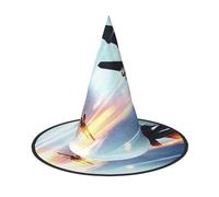 ZKZBDPLK Halloween Pointy Hat Airplane Print Halloween Decorative Hat