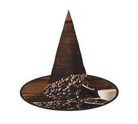 ZKZBDPLK Halloween Pointy Hat Coffee Cup And Coffee Beans Print Halloween Decorative Hat