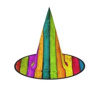 ZKZBDPLK Halloween Pointy Hat Colored Wooden Board Print Halloween Decorative Hat