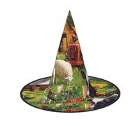 ZKZBDPLK Halloween Pointy Hat Farm Animals Print Halloween Decorative Hat