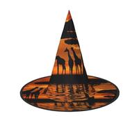ZKZBDPLK Halloween Pointy Hat Giraffe Under The Tree In Africa Print Halloween Decorative Hat