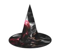 ZKZBDPLK Halloween Pointy Hat Gothic Black Roses Print Halloween Decorative Hat