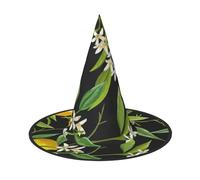 ZKZBDPLK Halloween Pointy Hat Lemon And Flower Print Halloween Decorative Hat