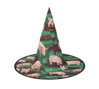 ZKZBDPLK Halloween Pointy Hat Pigs In Farm Print Halloween Decorative Hat