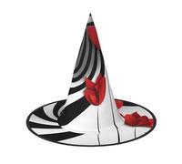 ZKZBDPLK Halloween Pointy Hat Red Flower Print Halloween Decorative Hat