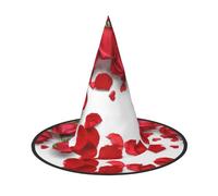 ZKZBDPLK Halloween Pointy Hat Red Rose Petals Print Halloween Decorative Hat
