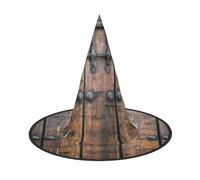 ZKZBDPLK Halloween Pointy Hat Rustic Stall Wooden Door Print Halloween Decorative Hat