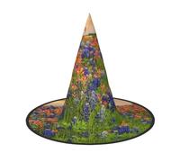 ZKZBDPLK Halloween Pointy Hat Texas Bluebonnets Scenery Print Halloween Decorative Hat