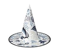 ZKZBDPLK Halloween Pointy Hat Turtle Octopus Pattern Ocean Theme Print Halloween Decorative Hat