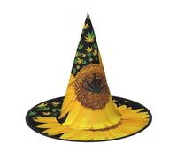 ZKZBDPLK Halloween Pointy Hat Weed With Sunflower Print Halloween Decorative Hat