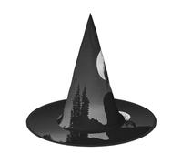 ZKZBDPLK Halloween Pointy Hat Wolf Night Moon Print Halloween Decorative Hat