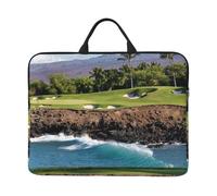 ZKZBDPLK Hawaii Beach Golf Course Printed 14 In Waterproof Laptop Case, Portable Handle, 600d Oxford Cloth Strong And Durable For Work Travel On Business