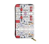 ZKZBDPLK I Love London Print Exceptional Leather Long Wallet - Premium Quality Clutch with Full Print Design - A Splendid Statement of Class and Durability