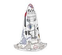 Zkzbdplk I Love London Printed Long Hooded Cape For Teenagers Cosplay Role Party Festival Halloween Costumes