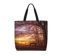 ZKZBDPLK Lonely Bench Sunset Print Stylish Single Shoulder Tote Bag – Spacious, Lightweight, And Water-Resistant For Everyday Use