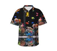 Zkzbdplk Marine Life Hawaiian Shirt - Full-Print Short Sleeve Button-Up Shirt for Men and Teens, Perfect for Beach & Tropical Getaways