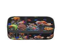 ZKZBDPLK Marine Life Print High Capacity Layered Pencil Case - Versatile Organizer Pouch with Full Print - Made from Durable Oxford Cloth