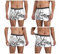 ZKZBDPLK Men'S Bamboo Tree Image Chinese Calligraphy Print Boxer Briefs - Low Rise, Breathable & Stylish Underwear