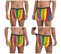 ZKZBDPLK Men'S Colored Wooden Board Print Boxer Briefs - Low Rise, Breathable & Stylish Underwear