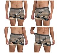 ZKZBDPLK Men'S War Plane Print Boxer Briefs - Low Rise, Breathable & Stylish Underwear