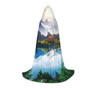 Zkzbdplk Mountain View Sunny Day Nature Printed Long Hooded Cape For Teenagers Cosplay Role Party Festival Halloween Costumes
