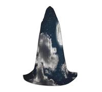 Zkzbdplk Night Sky Full Moon Printed Long Hooded Cape For Teenagers Cosplay Role Party Festival Halloween Costumes
