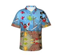 Zkzbdplk Ocean Underwater Fish Hawaiian Shirt - Full-Print Short Sleeve Button-Up Shirt for Men and Teens, Perfect for Beach & Tropical Getaways Black