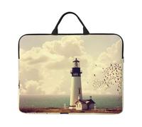 ZKZBDPLK Old Lighthouse Printed 14 In Waterproof Laptop Case, Portable Handle, 600d Oxford Cloth Strong And Durable For Work Travel On Business