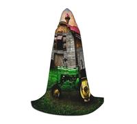 Zkzbdplk Old Tractor Photo Farm Printed Long Hooded Cape For Teenagers Cosplay Role Party Festival Halloween Costumes