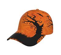 ZKZBDPLK Orange Halloween Party Print Stylish Curved Brim Baseball Cap - Fashionable Full-Print Hat, Comfortable & Breathable - Perfect for Daily Wear, Outdoor Sports, and Travel