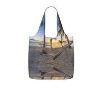 ZKZBDPLK Paradise Beach With Hammock Coconut Palm Trees Print Storage Bag With A Drawstring Backpack For Shopping, Commuting & Travel
