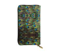 ZKZBDPLK Peacock'S Feather Print Exceptional Leather Long Wallet - Premium Quality Clutch with Full Print Design - A Splendid Statement of Class and Durability