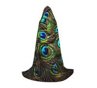 Zkzbdplk Peacock'S Feather Printed Long Hooded Cape For Teenagers Cosplay Role Party Festival Halloween Costumes