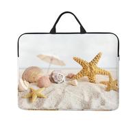 ZKZBDPLK Pearls Starfish Seashell Theme Printed 14 In Waterproof Laptop Case, Portable Handle, 600d Oxford Cloth Strong And Durable For Work Travel On Business