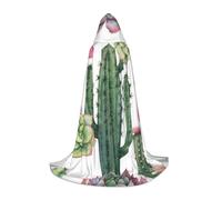 Zkzbdplk Pink Flamingo Succulent Plants Printed Long Hooded Cape For Teenagers Cosplay Role Party Festival Halloween Costumes